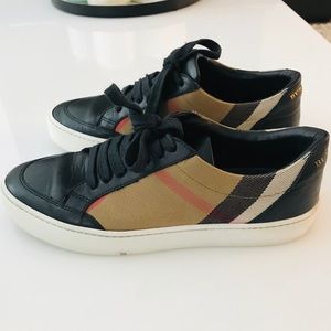 Authentic Burberry Check Leather Sneakers